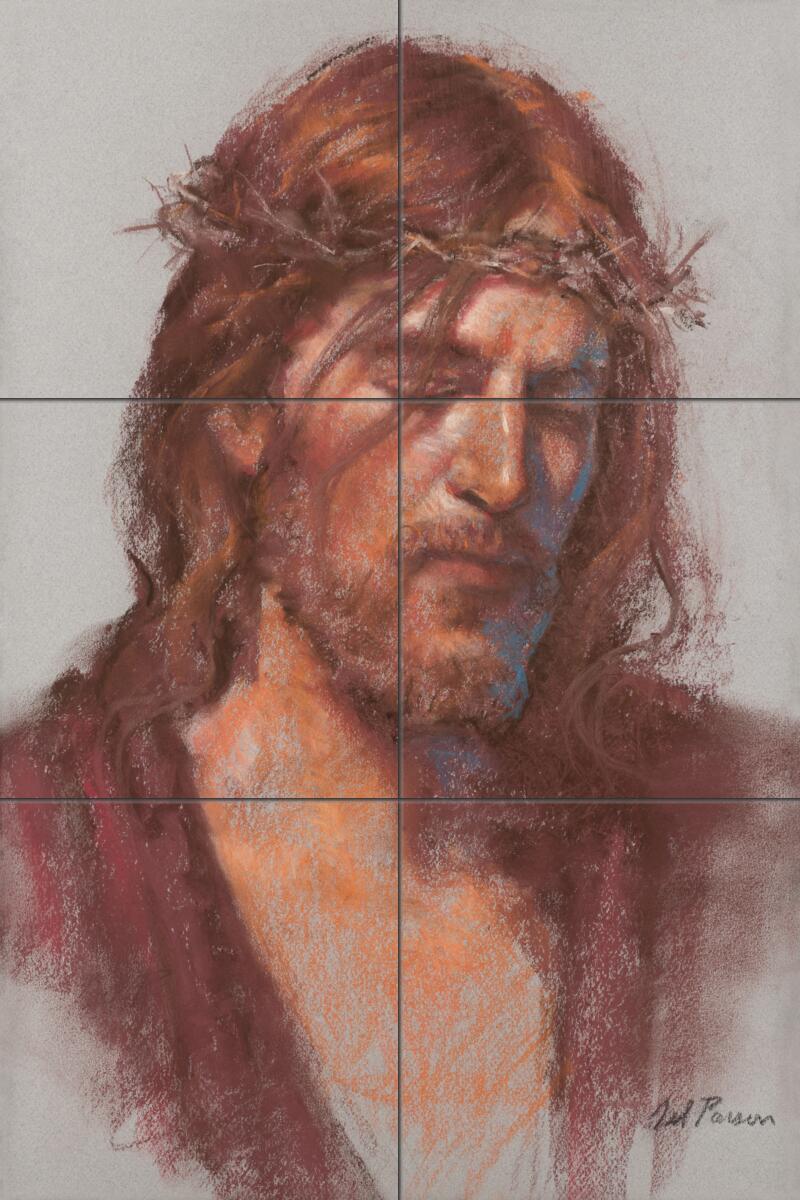 Ceramic Tile Mural Kitchen Backsplash - Greater Love - Religious Christ