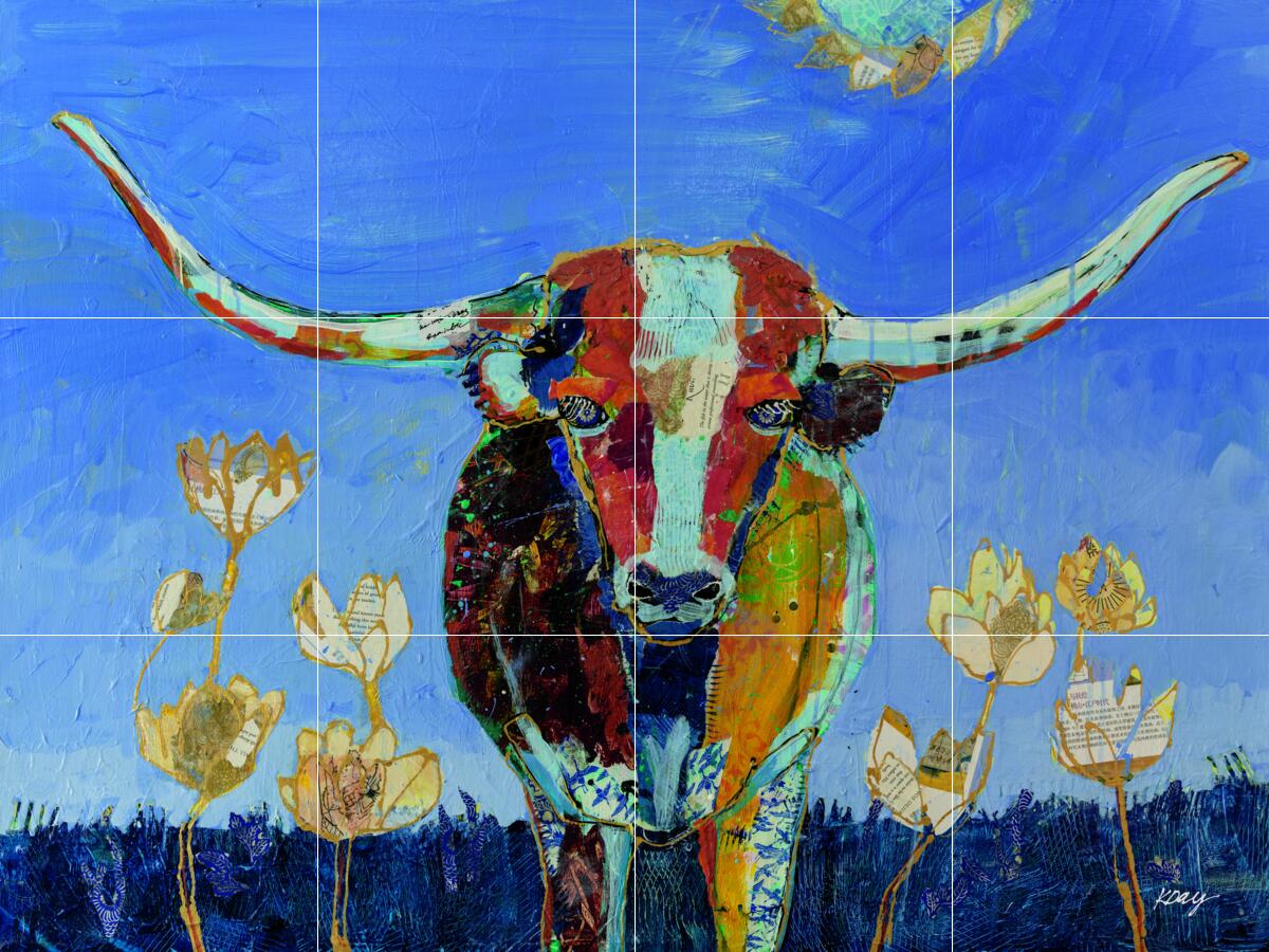 Ceramic Backsplash Tile Mural Farm Animal Kitchen/Bathroom – Skyline Longhorn