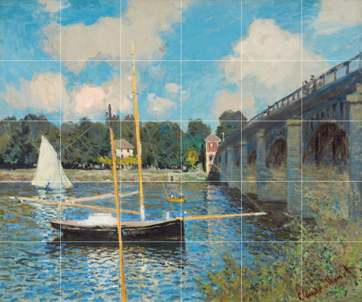 Ceramic Backsplash Tile Mural Impressionist Fine Art - Bridge at Argenteuil