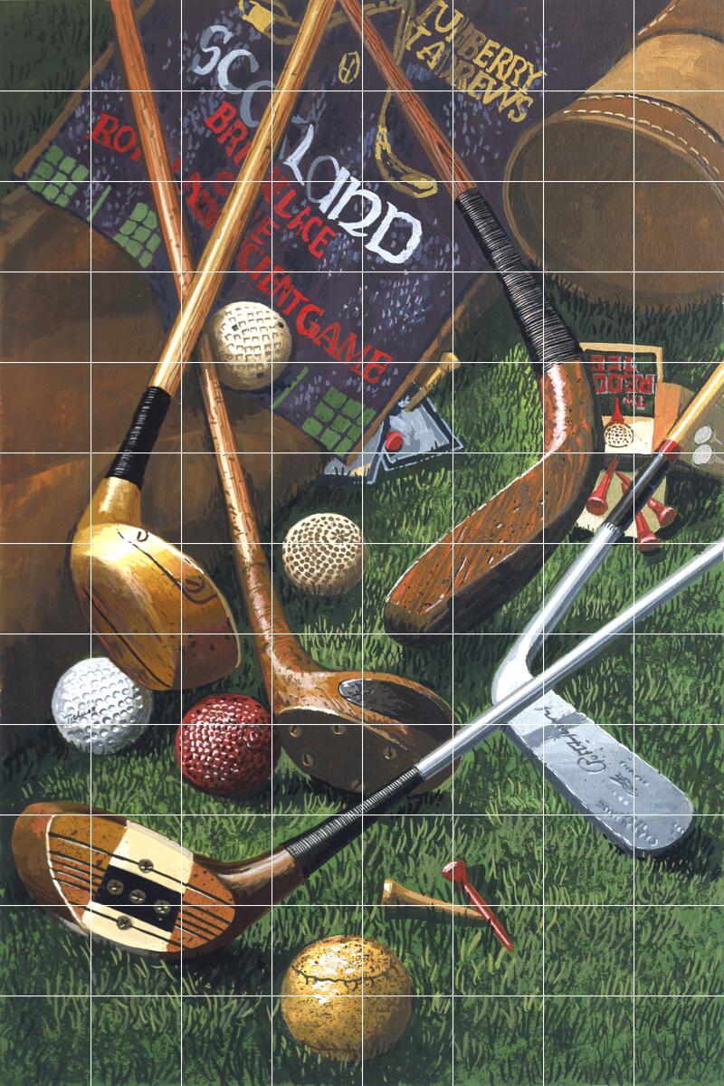 Ceramic Backsplash Tile Mural Sport Kitchen/Bathroom - Golf Antiques