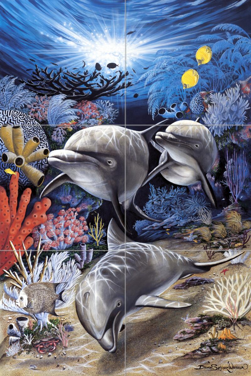 Ceramic Backsplash Tile Mural Dolphin Whale Underwater – In Search Of Mishchief