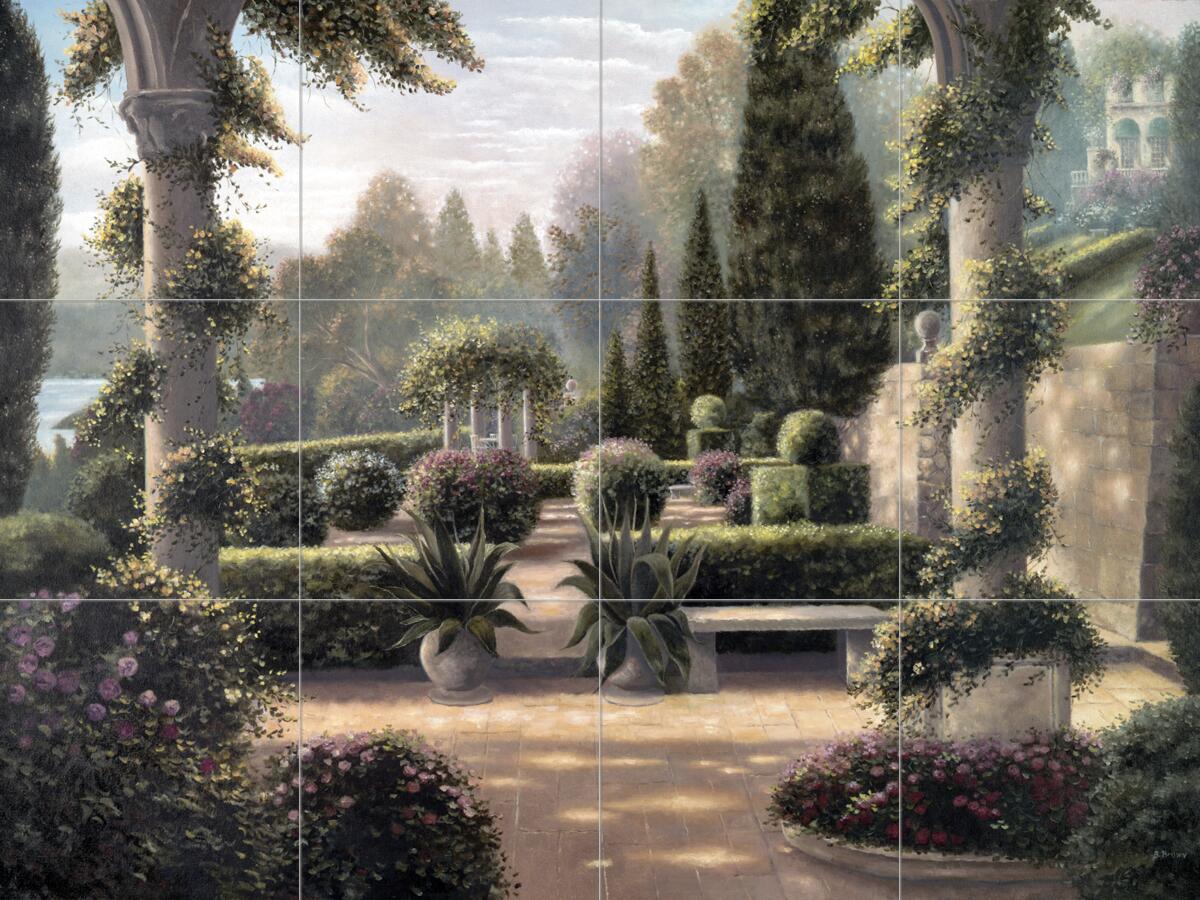 Ceramic Backsplash Tile Mural Garden Landscape - Parterre De La Vierge