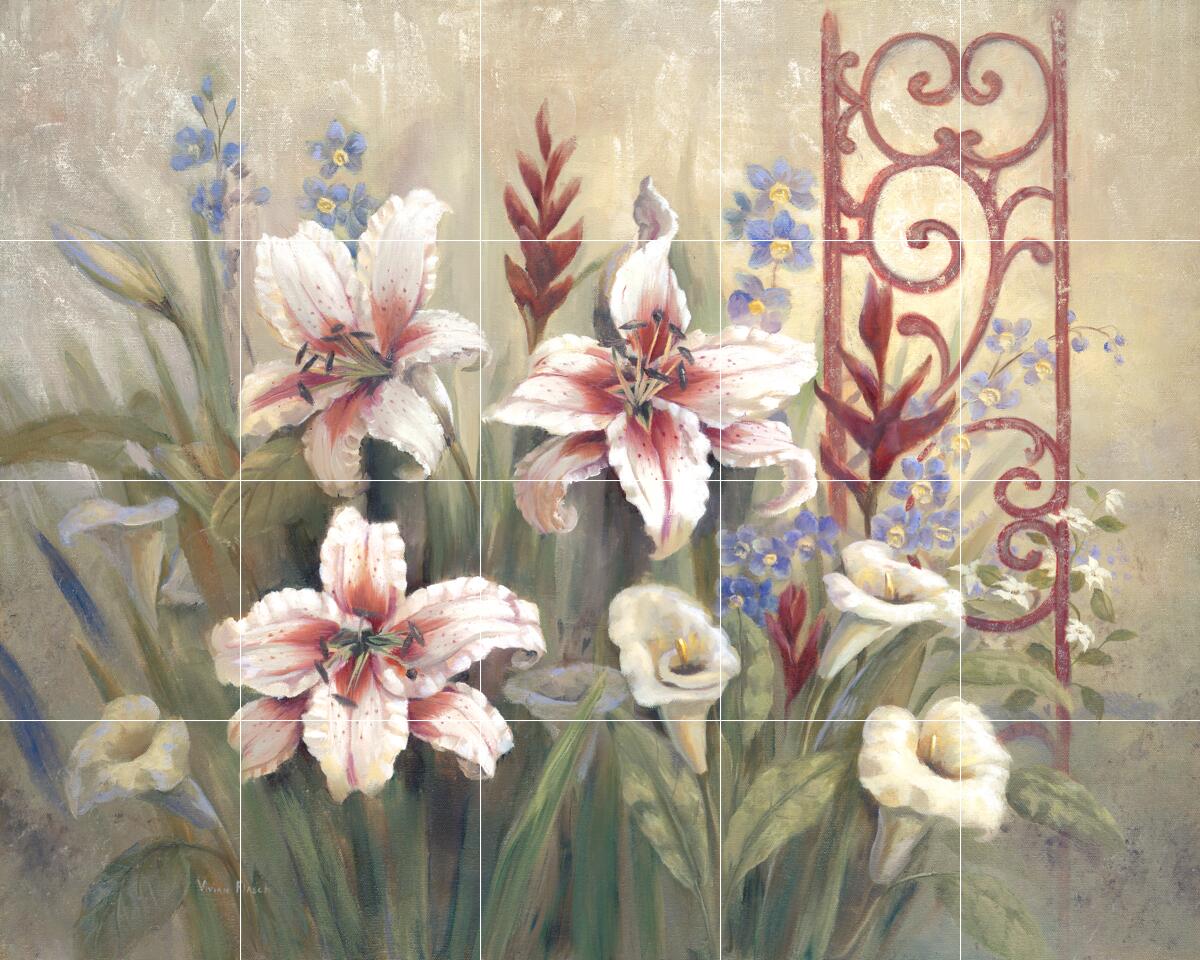 Ceramic Backsplash Tile Mural Floral Flower Kitchen/Bathroom