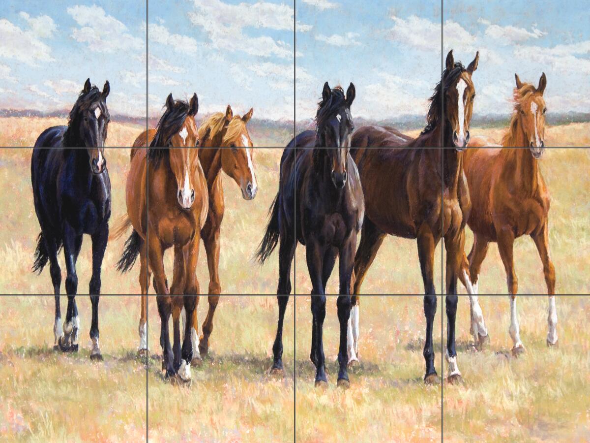 Ceramic Tile Mural Kitchen Backsplash - Brat Pack 2 - Horse Mural - Animals