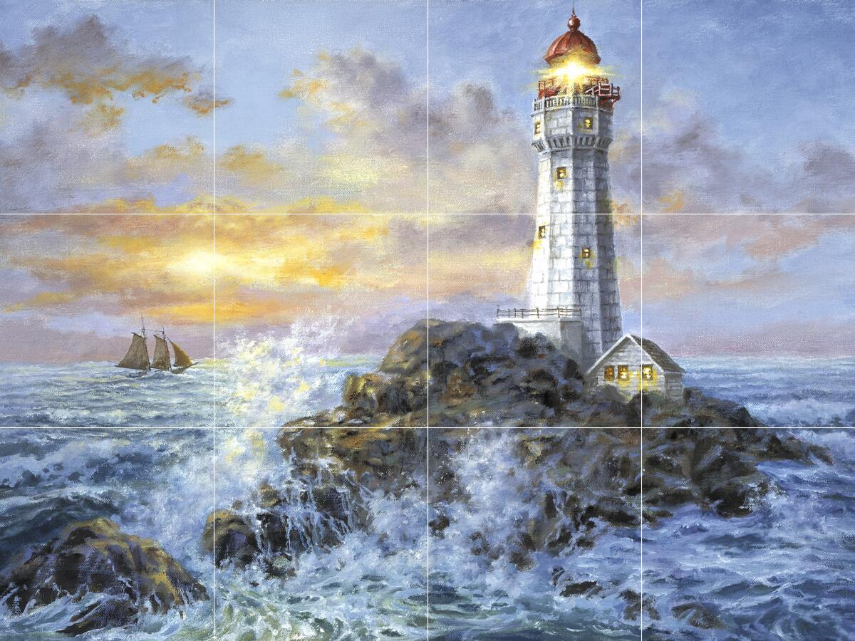 Ceramic Backsplash Tile Mural Nautical Sailing Ship – Guardian In Danger’s Realm