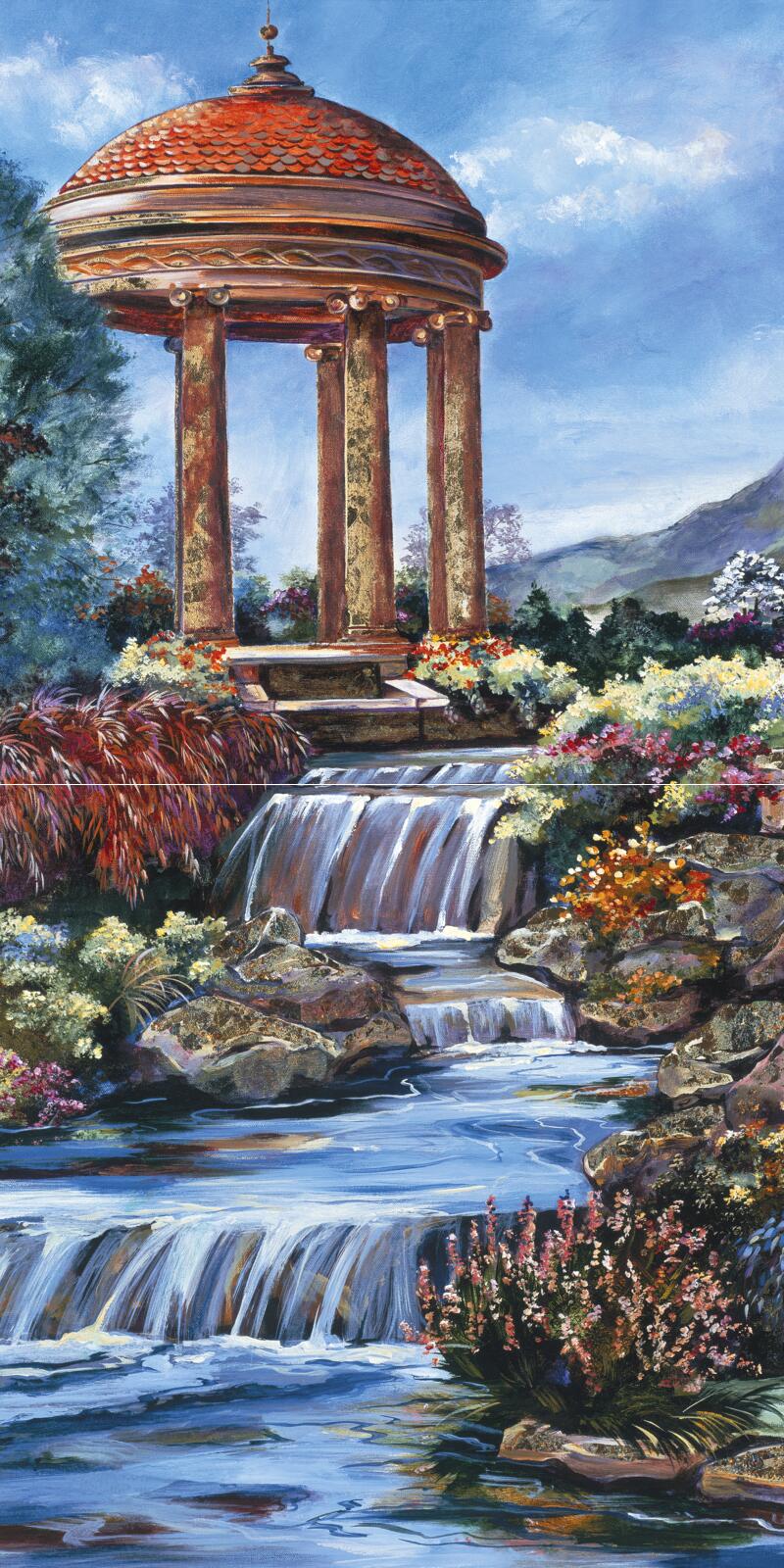 Ceramic Backsplash Tile Mural Water View Landscape – By The Waterfall