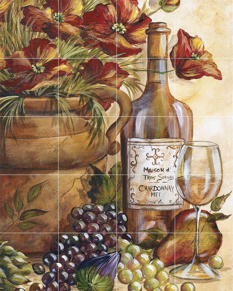Ceramic Backsplash Tile Mural Wine Themed Kitchen - Papaveri Rossi II - Picture 5 of 12